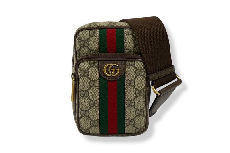 Gucci GG Supreme Monogram Web Mini Ophidia Messenger Sling