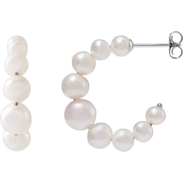 Pearl J Hoop Earrings
