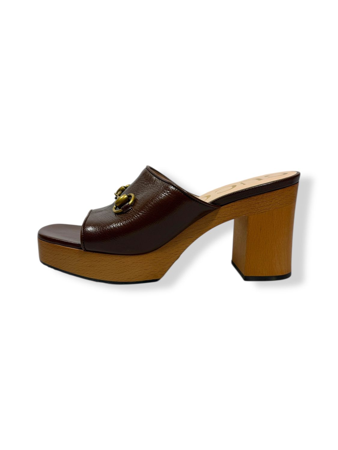 Gucci Granada Kid Houdan Horsebit Platform Sandals Brown Sugar (8/38)