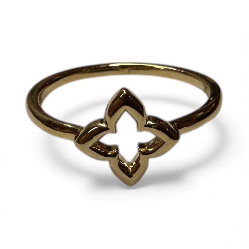 Open Clover 14k Gold Ring Sz 7