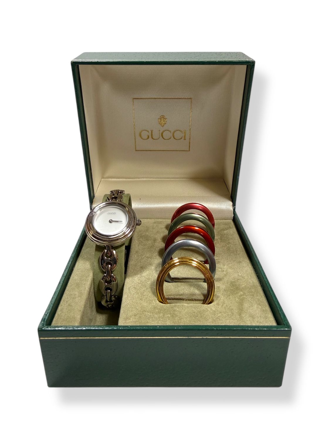 Gucci Vintage Silver Link Interchangeable Bezel Quartz Watch