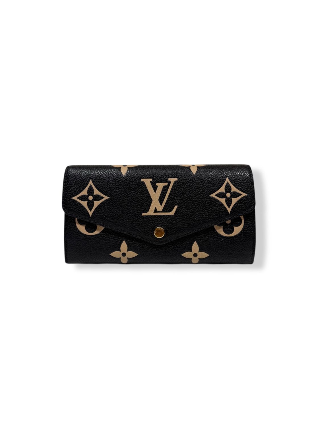 Louis Vuitton Monogram Empreinte Sarah Wallet Black Beige