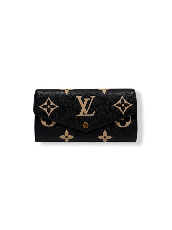 Louis Vuitton Monogram Empreinte Sarah Wallet Black Beige