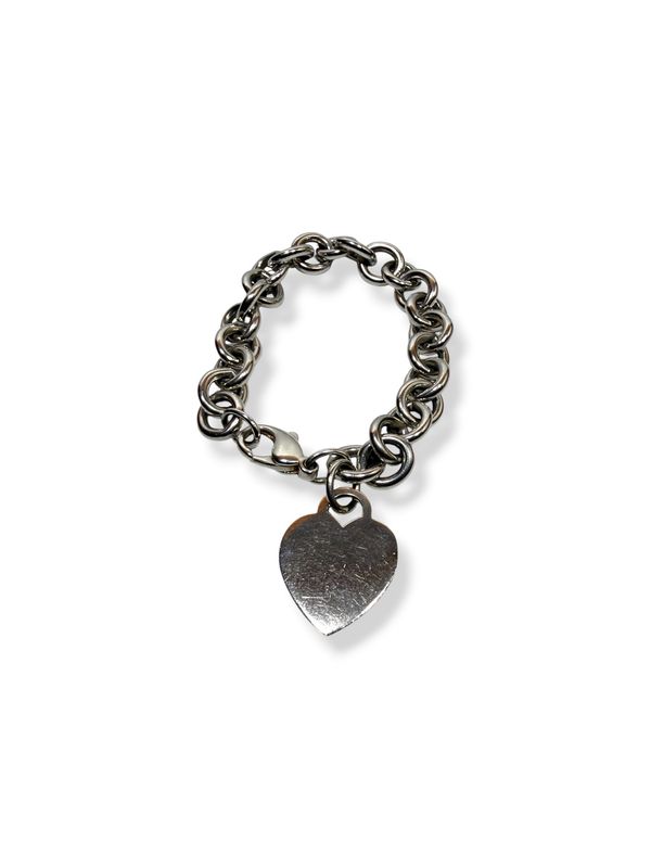 Tiffany &amp; Co. SS Classic Heart Charm Bracelet 7"