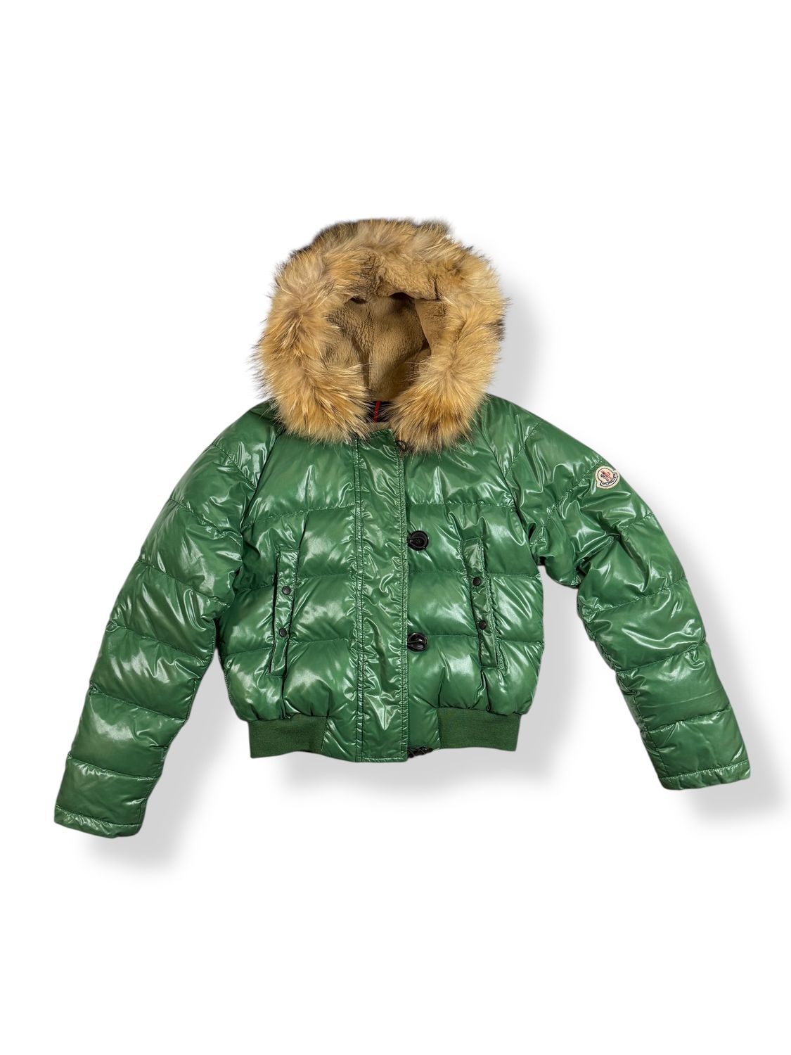 Moncler Women's Alpin Fur Trim Down Jacket Green (2)