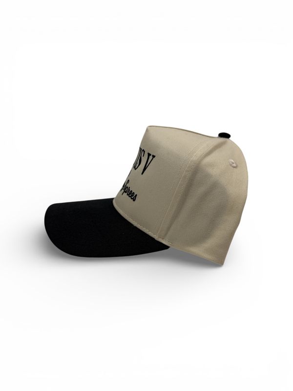 Black &amp; Cream Embroidered Trucker Hat