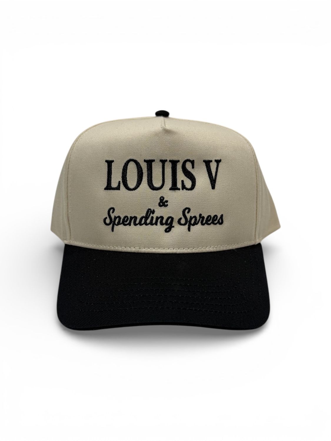 Black &amp; Cream Embroidered Trucker Hat