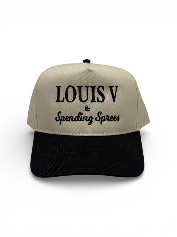 Black &amp; Cream Embroidered Trucker Hat