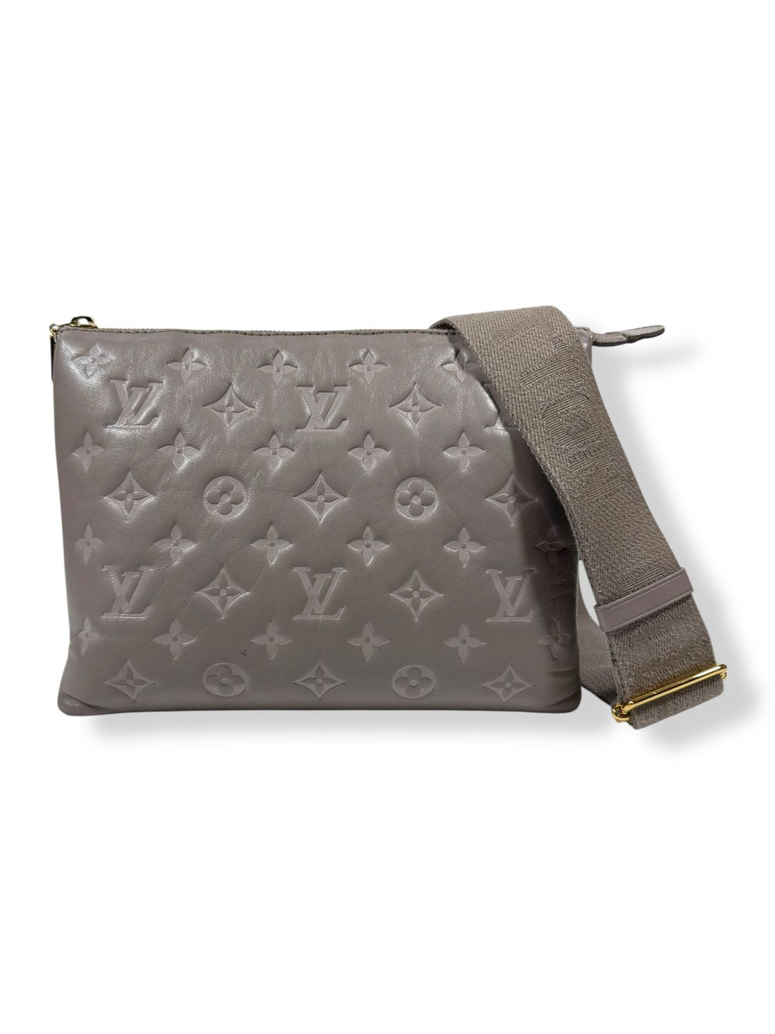 Louis Vuitton Monogram Embossed Coussin PM Graybeige