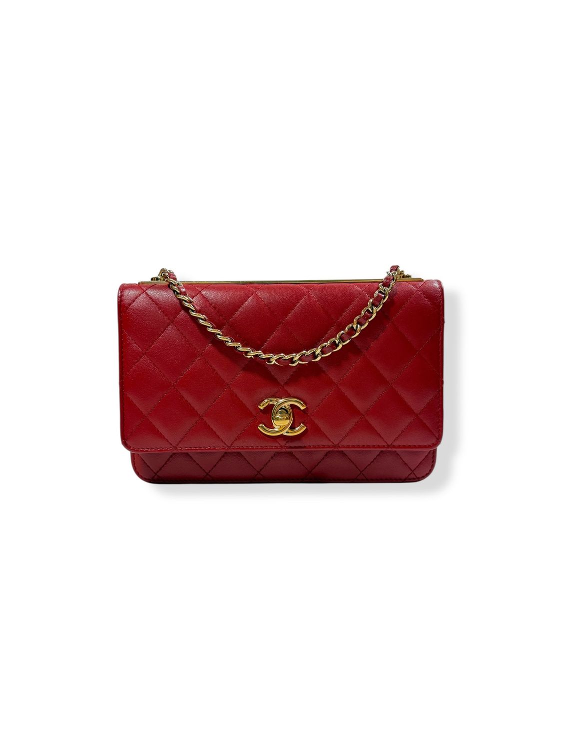 Chanel Lambskin Quilted Trendy CC WOC Red