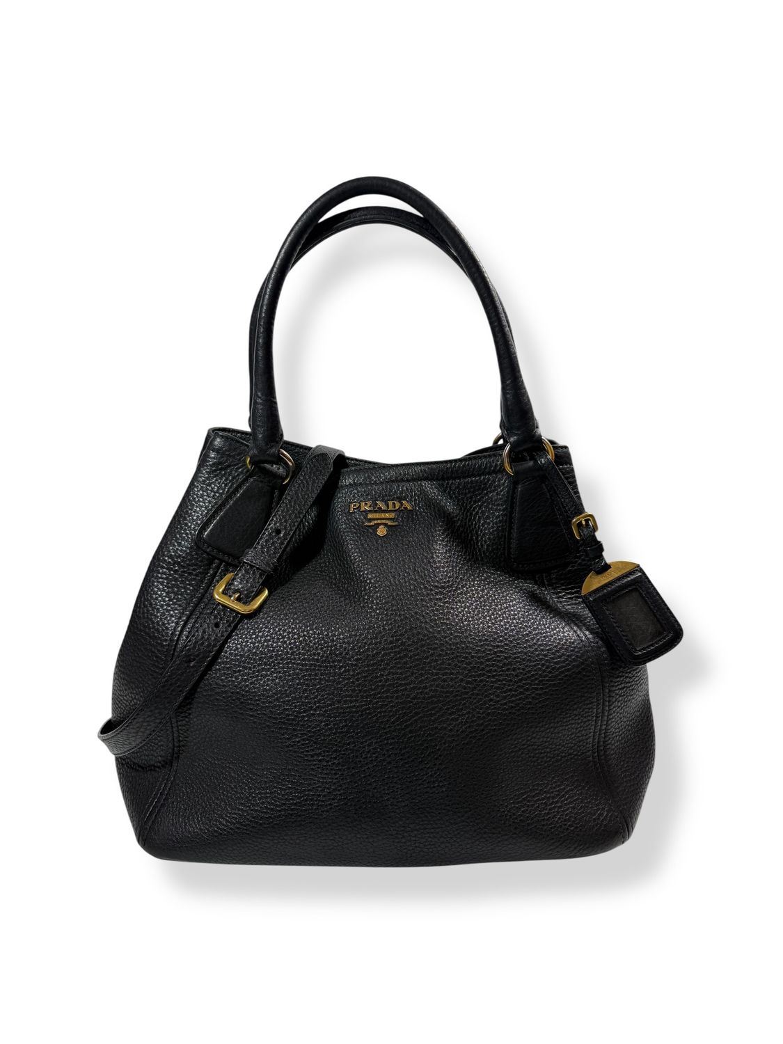 Prada Black Vitello Daino Tote Black