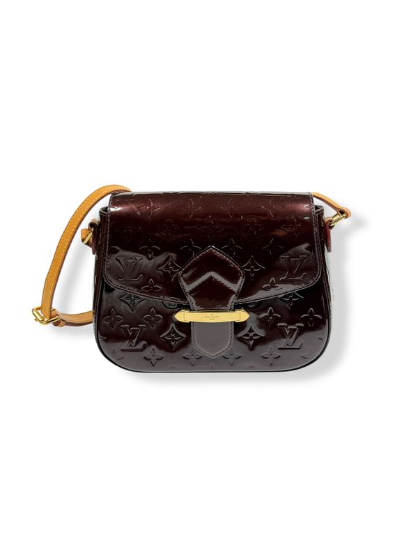 Louis Vuitton Monogram Vernis Bellflower PM Burgundy Metallic