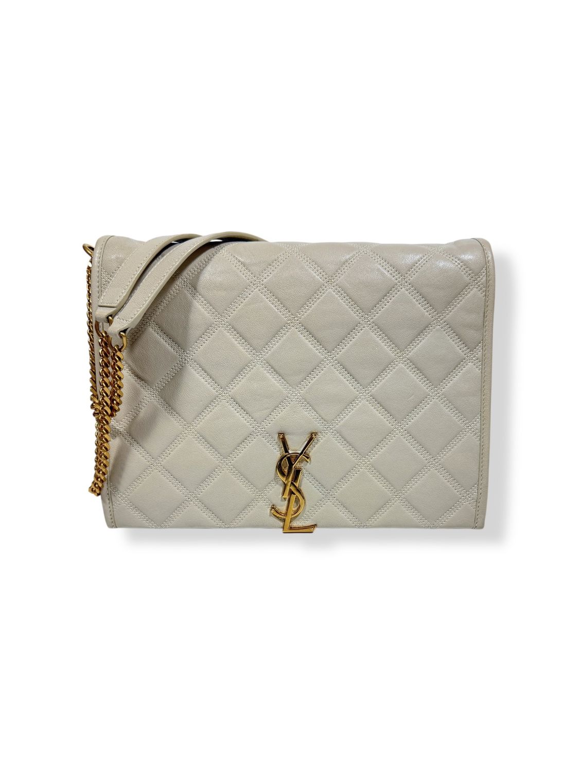 Yves Saint Laurent Lambskin Quilted Mini Becky Crema