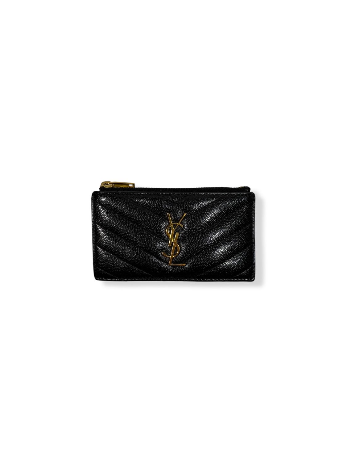 Yves Saint Laurent Cassandra Matelasse Large Flap Wallet Black Grain