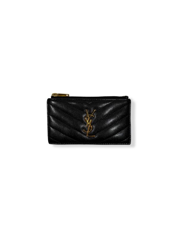 Yves Saint Laurent Cassandra Matelasse Large Flap Wallet Black Grain