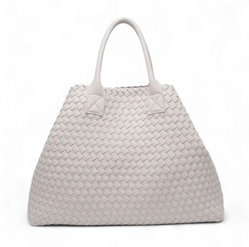 Ithaca Woven Vegan Leather Tote Oatmilk