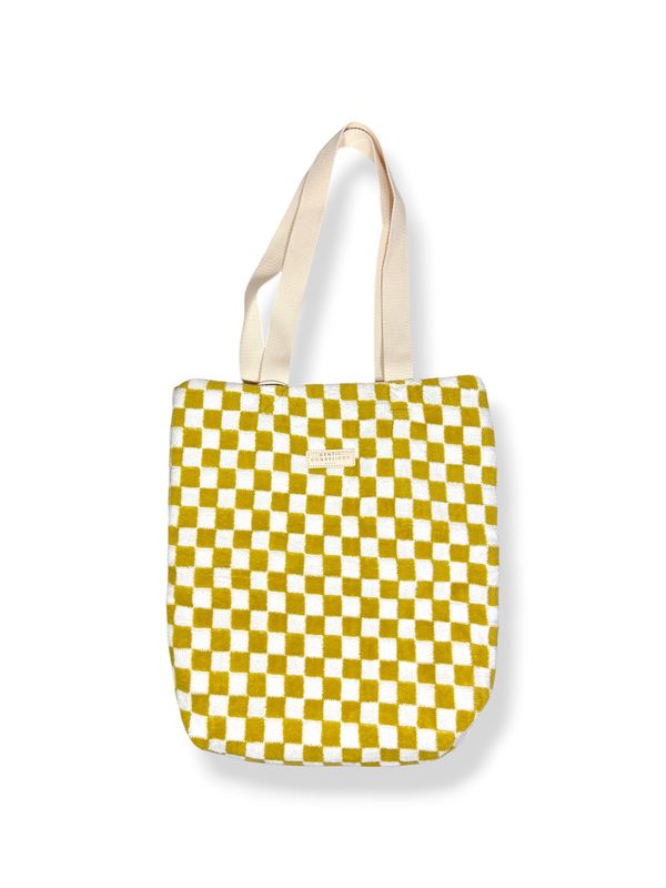 Checkered Sponge Tote Ochre