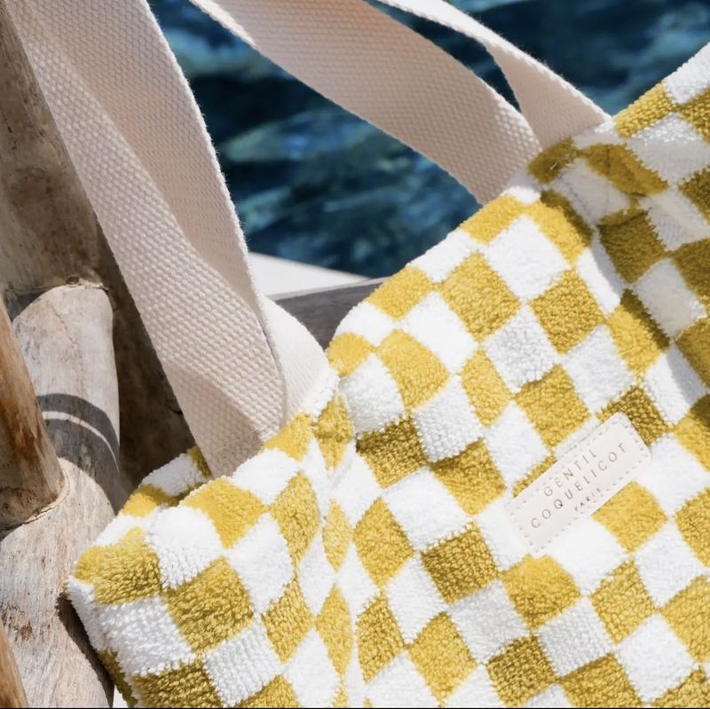 Checkered Sponge Tote Ochre