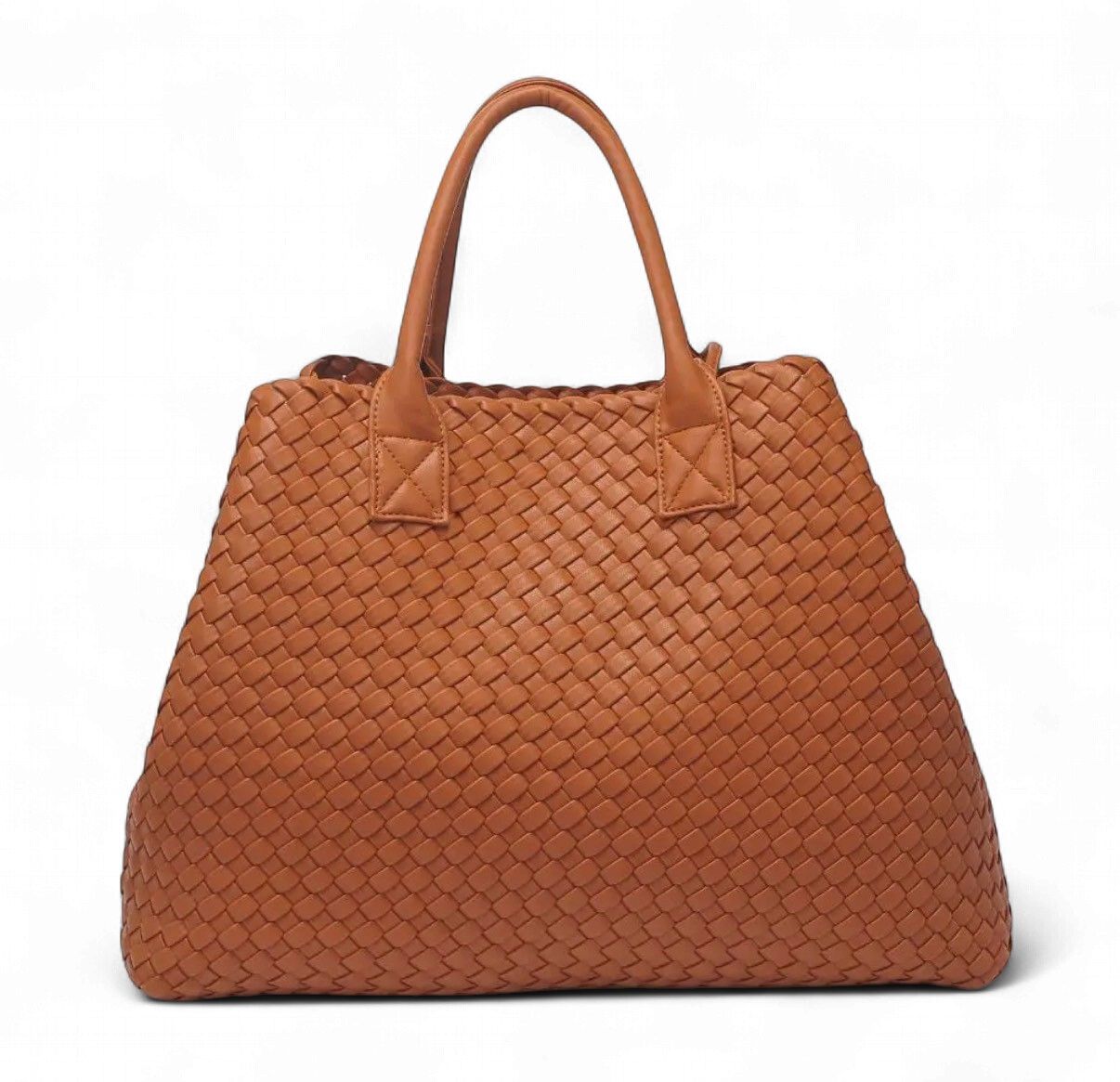 Ithaca Woven Vegan Leather Tote Tan