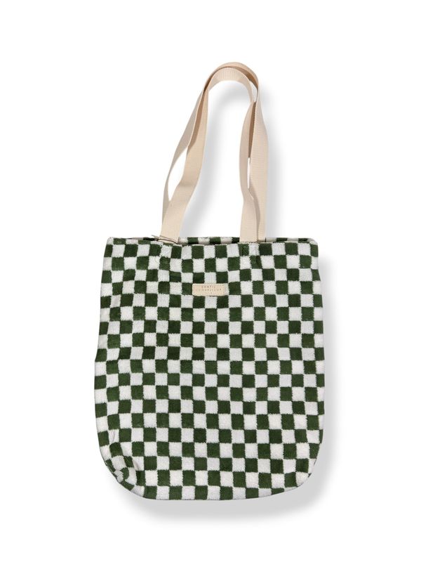 Checkered Sponge Tote Olive