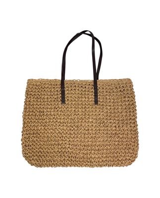 Straw Woven Handmade Beach Tote Beige
