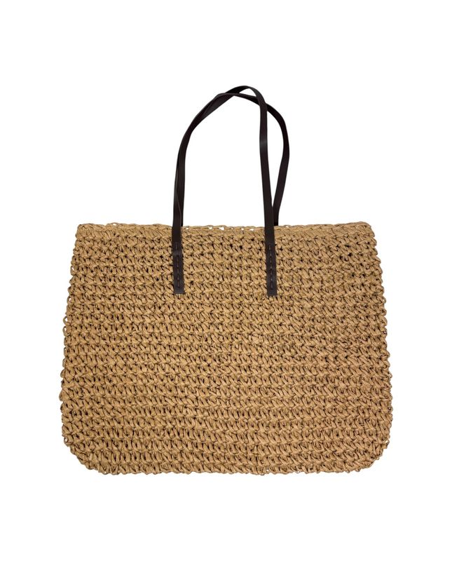 Straw Woven Handmade Beach Tote Beige