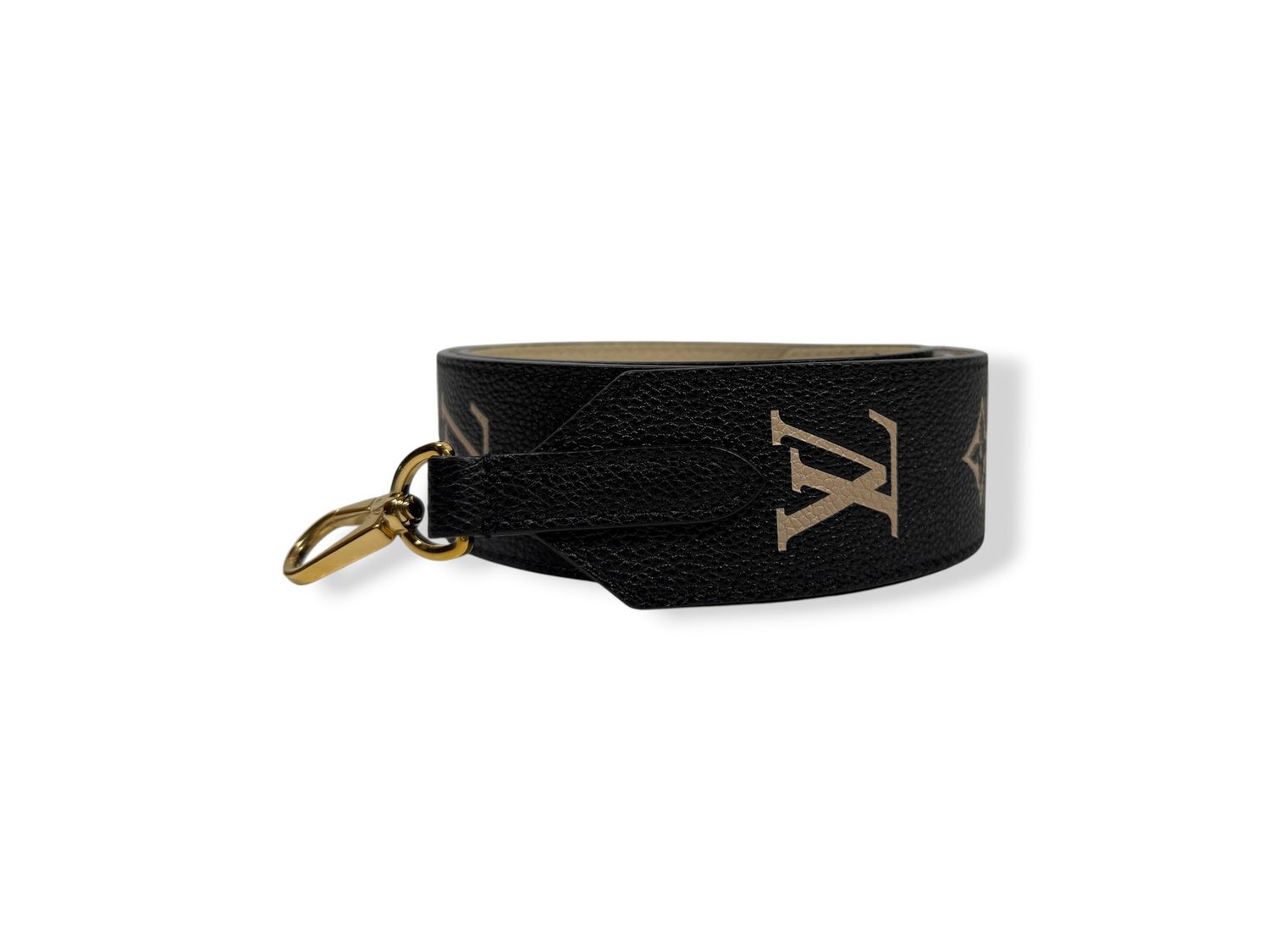 Louis Vuitton Monogram Empreinte Bandouliere Shoulder Strap Black Beige