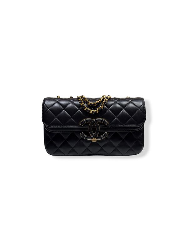 Chanel Lambskin Quilted Small CC Chic Flap Black