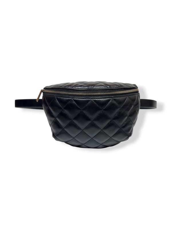 Chanel Calfskin Quilted Waist Belt Bag Black