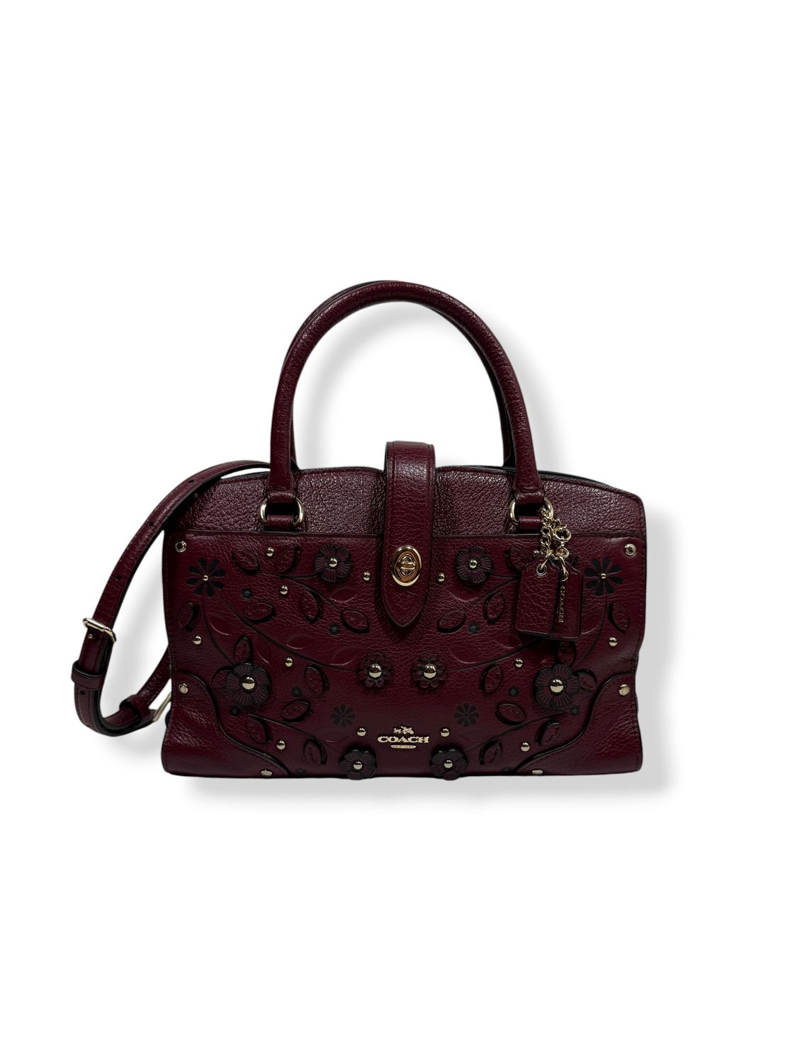 Coach Willow Floral Mercer Satchel Oxblood Coach Willow Floral Mercer Satchel Oxblood
