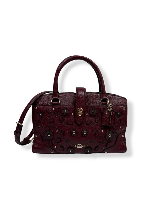 Coach Willow Floral Mercer Satchel Oxblood