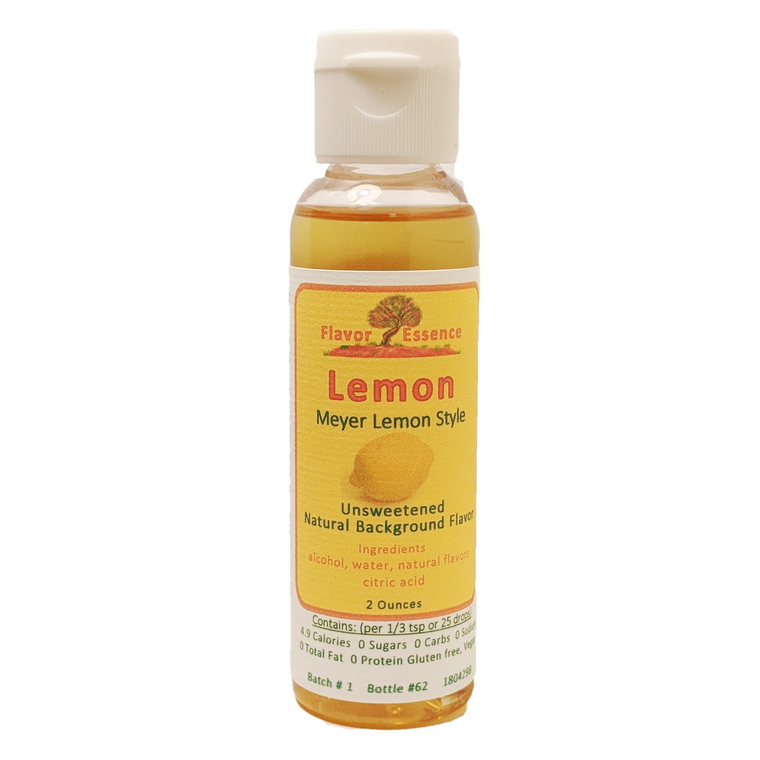 Flavor Essence Lemon (Meyer Lemon Style) 2oz - Natural Unsweetened Background Flavoring