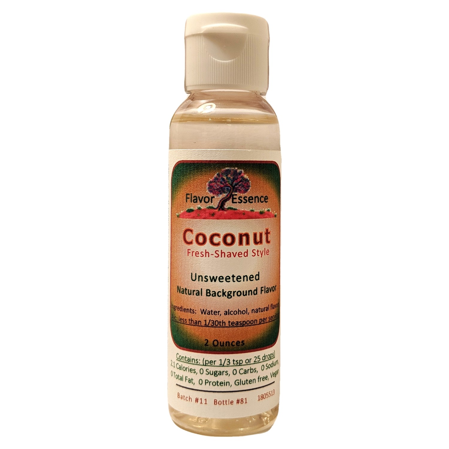 Flavor Essence Coconut 2oz - Natural Unsweetened Background Flavoring