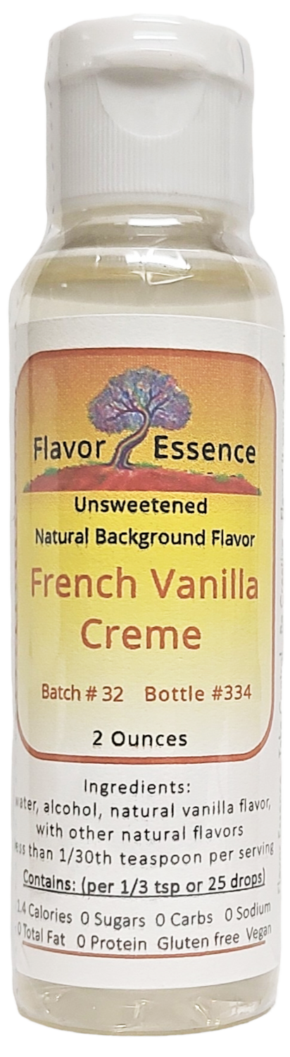 Flavor Essence French Vanilla Creme 2oz - Natural Unsweetened Background Flavoring