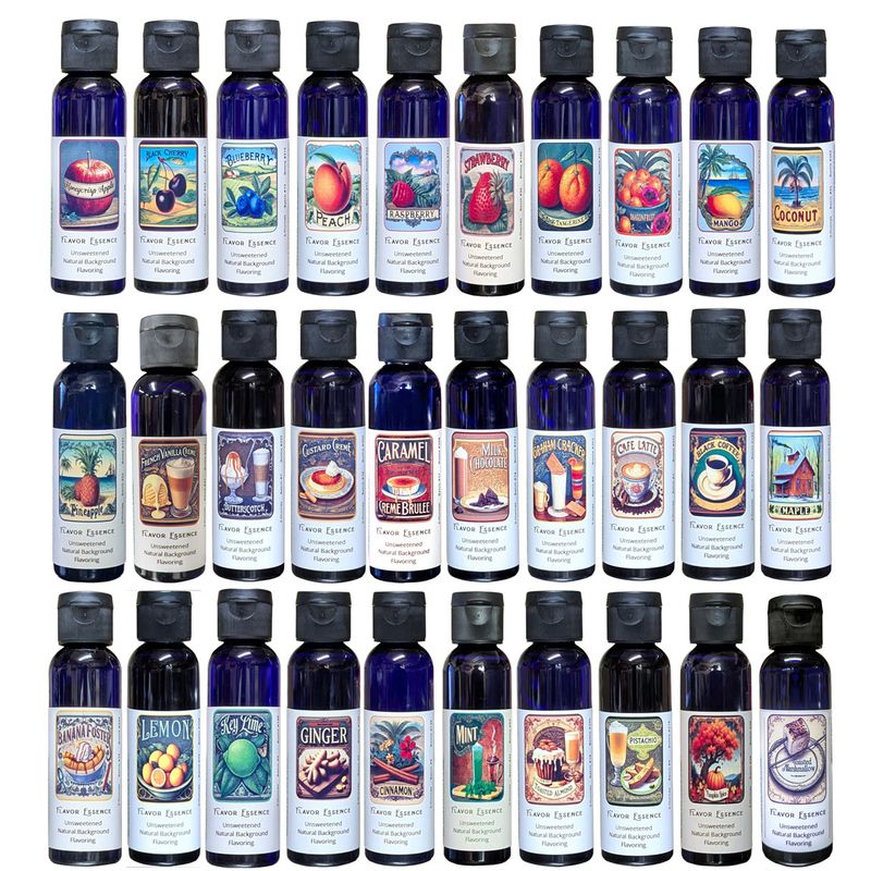 Flavor Essence Custom 15-Pack x2oz -Create Your Combo of -Unsweetened Natural Background Flavoring