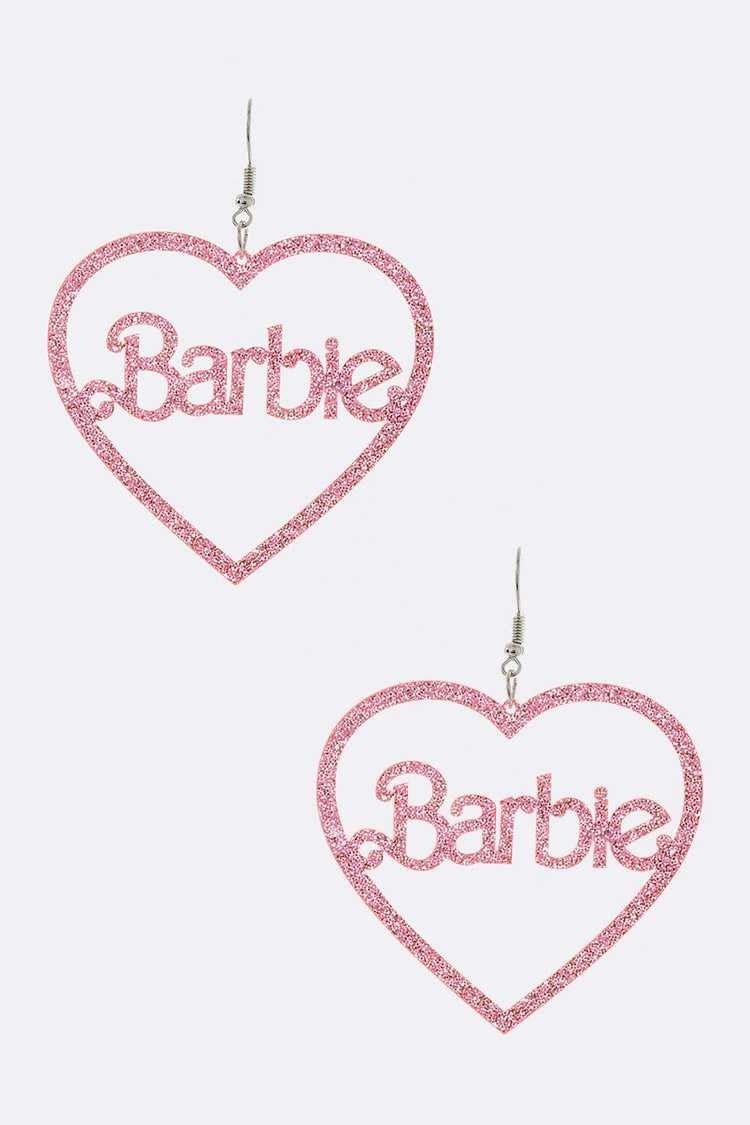 Pink Sparkle Cutout Barbie Glitter Earrings