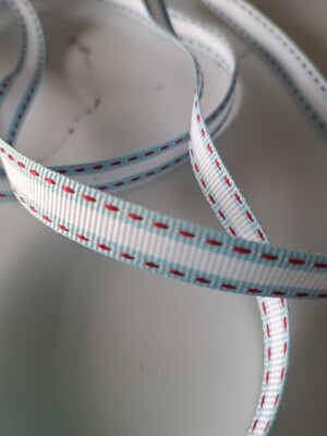 Petersham Striped/ Light Blue/White/Red 10 mm