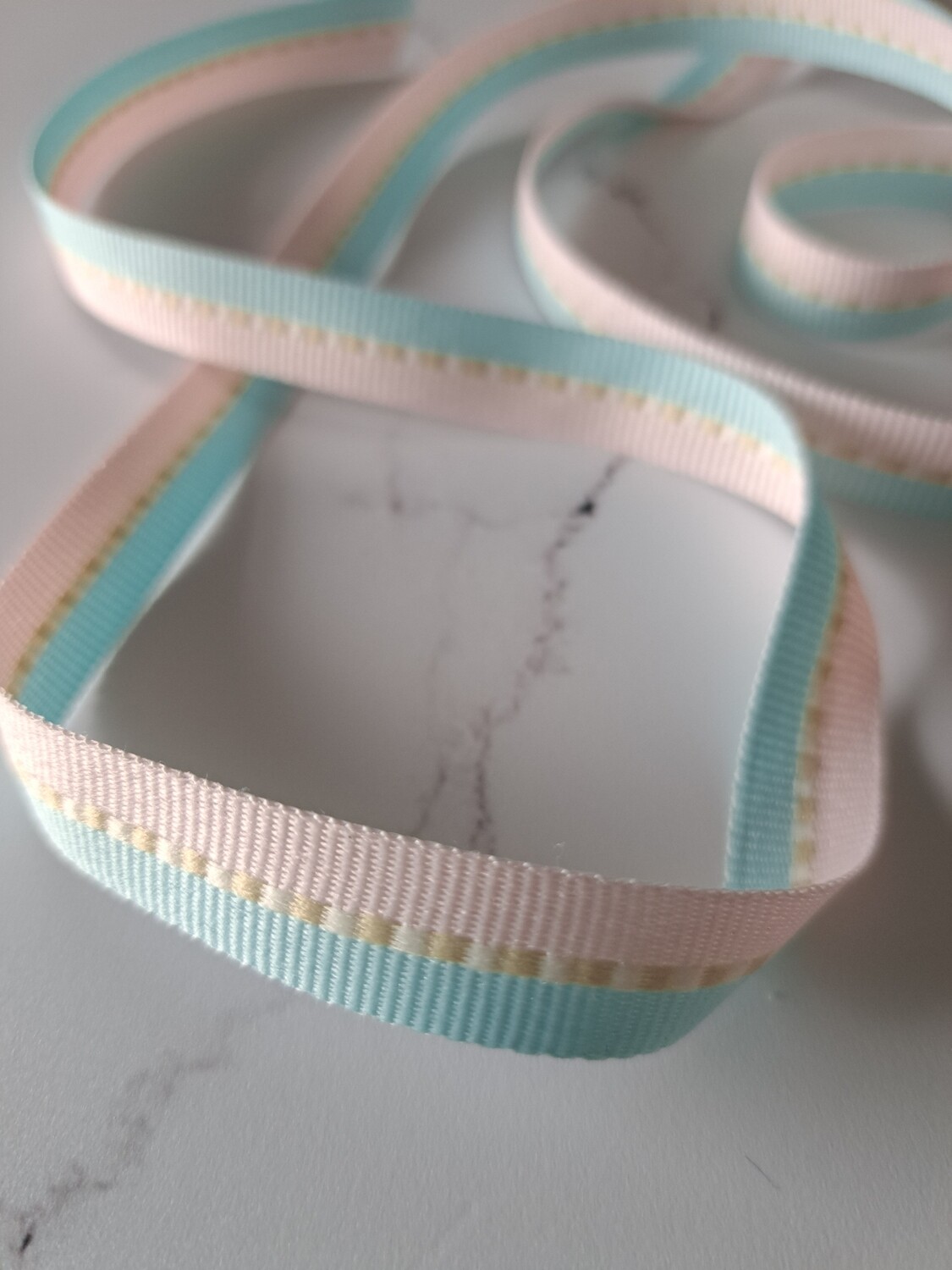 Petersham Striped/ Light Blue/Light Pink/Cream Red12 mm