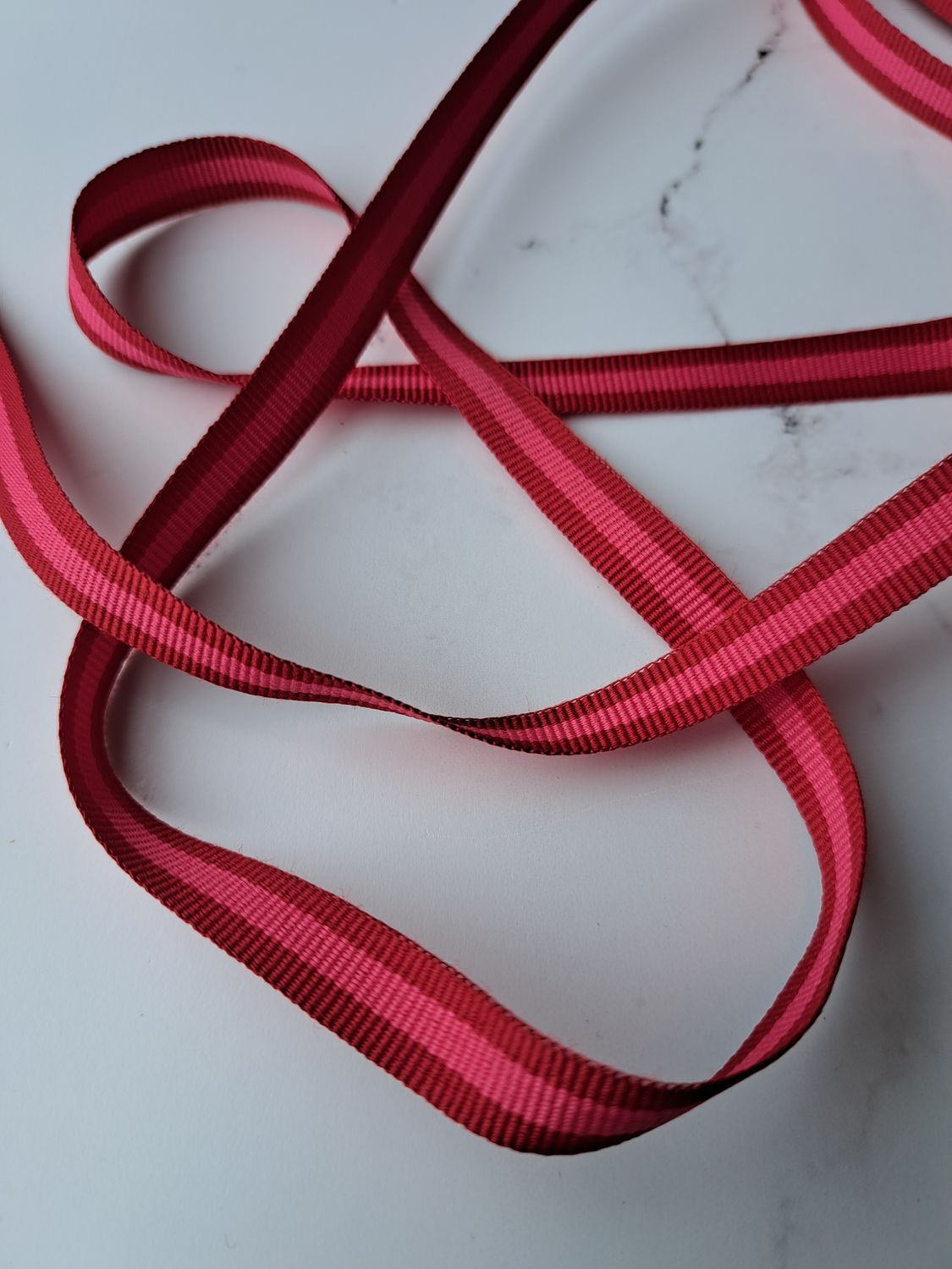 Petersham Pink and Red stripe 10 mm