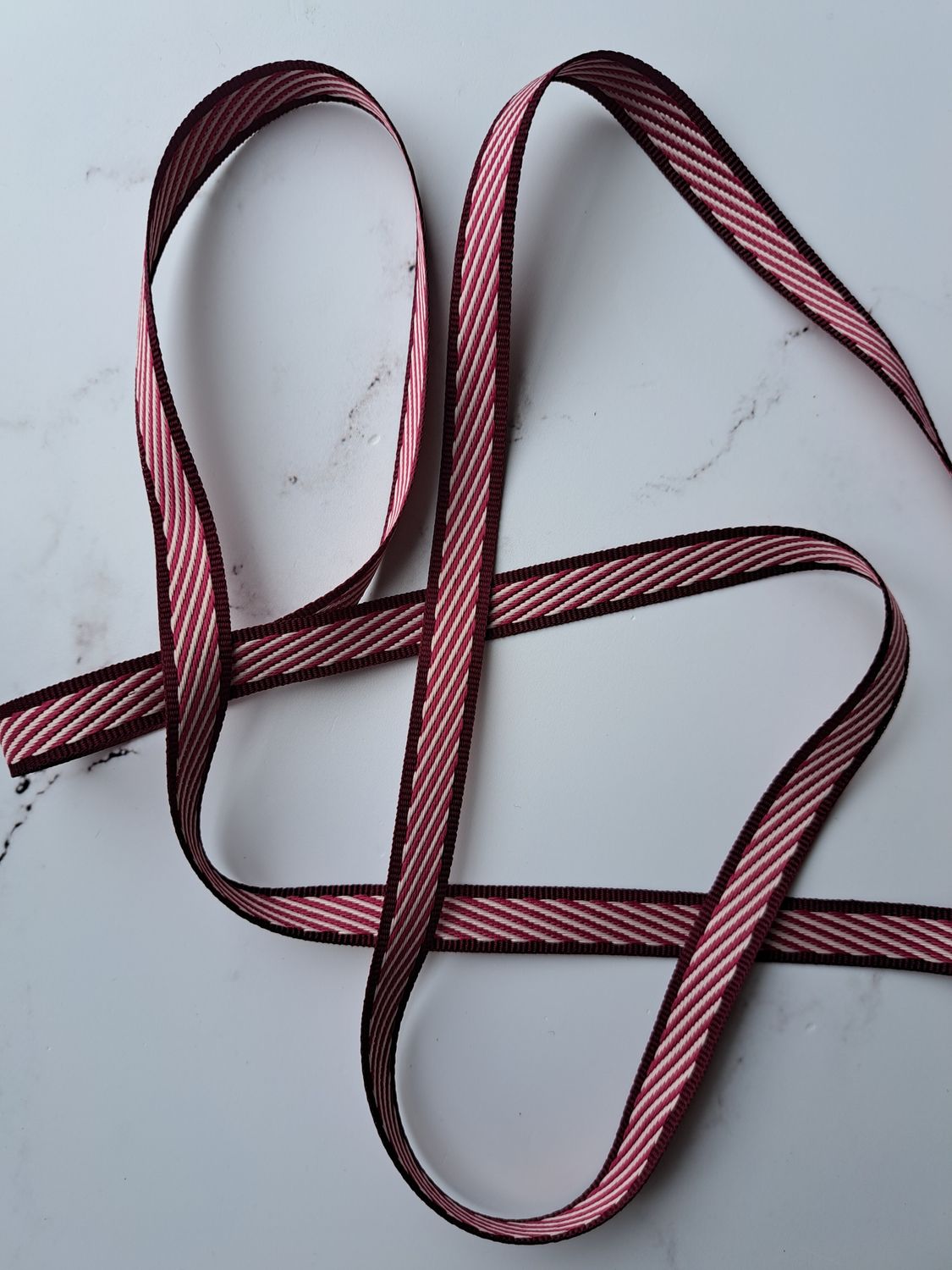 Petersham Diagonal stripe Fushia Rose 12 mm