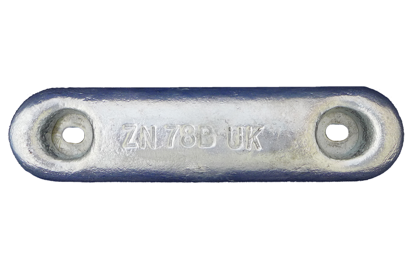 UK Anodes domed Zinc Hull Anode (ASZ1106) - 3.0Kg Nom  300mm x 75mm x 35mm, 200mm x M10 fixing