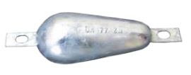UK Anodes Pear Shaped Aluminium Anode with steel strap (ASA2144) - 1.0Kg nom (200mm x M10 fixing)