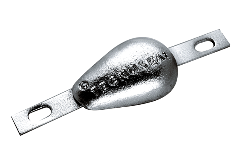 Tecnoseal Pear Shaped Zinc Anode with steel strap (ASZ1146) - 2.1Kg nom (200mm x M10 fixing)