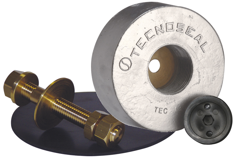 Tecnoseal Zinc Cylinder Disc Anode c/w Fixing Kit (ASZ1176) - 3.9Kg, ø135m x 47mm ø14.5 fixing hole