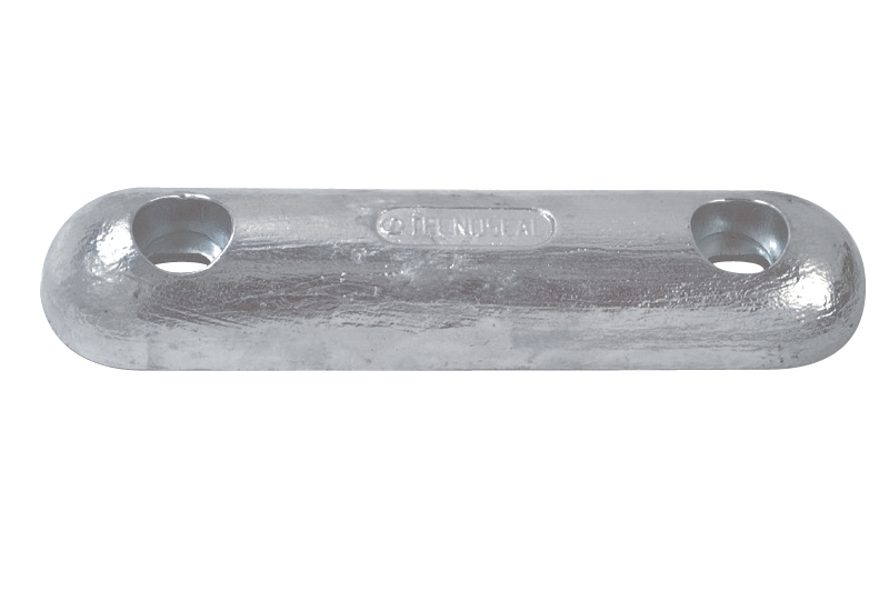 Tecnoseal Domed Aluminium Hull Anode (ASA2109) -  1.9Kg Nom 310mm x 75mm x 40mm, 200-210mm x 10mm fixing.