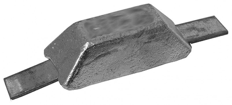 UK Anodes Zinc Weld-on Anode (ASZ1222) - 0.5Kg 100 x 45 x 28mm 160mm o/a