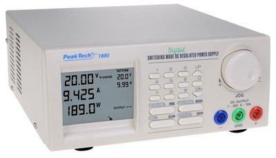 SMPS - Fuente de alimentación DC programable de modo con RS-232 C + RS-485, 1 - 20 V / 0 - 10 A DC