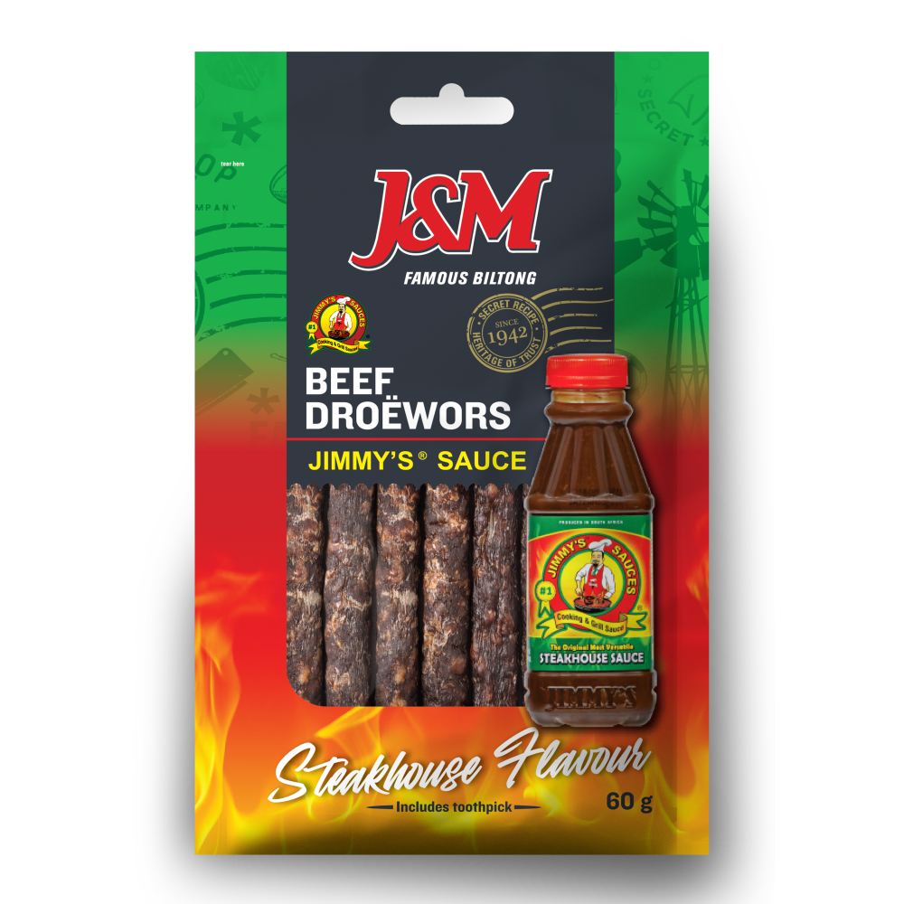 J&M Beef Droëwors Jimmy's Sauce Flavour 60g