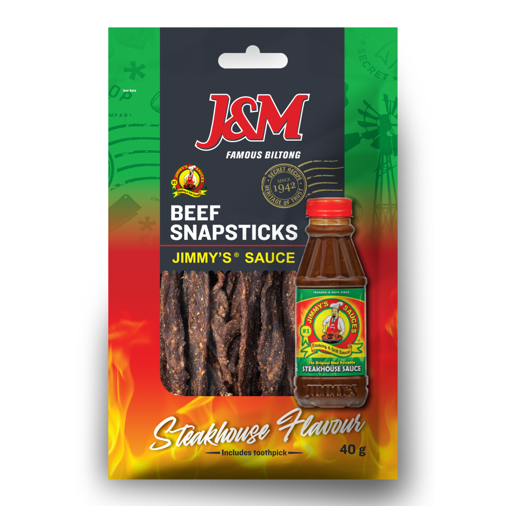J&M Beef Snapsticks Jimmy's Sauce Flavour 40g