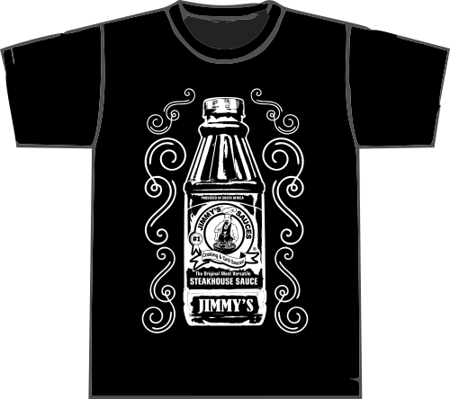 Jimmy's Black T-Shirt With Large Bottle Front & Back - (L)